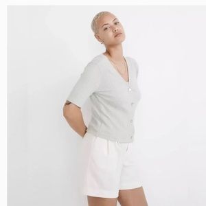 Madewell Pointelle Cardigan Twin Set in Ashen Sage Size XXS NF467